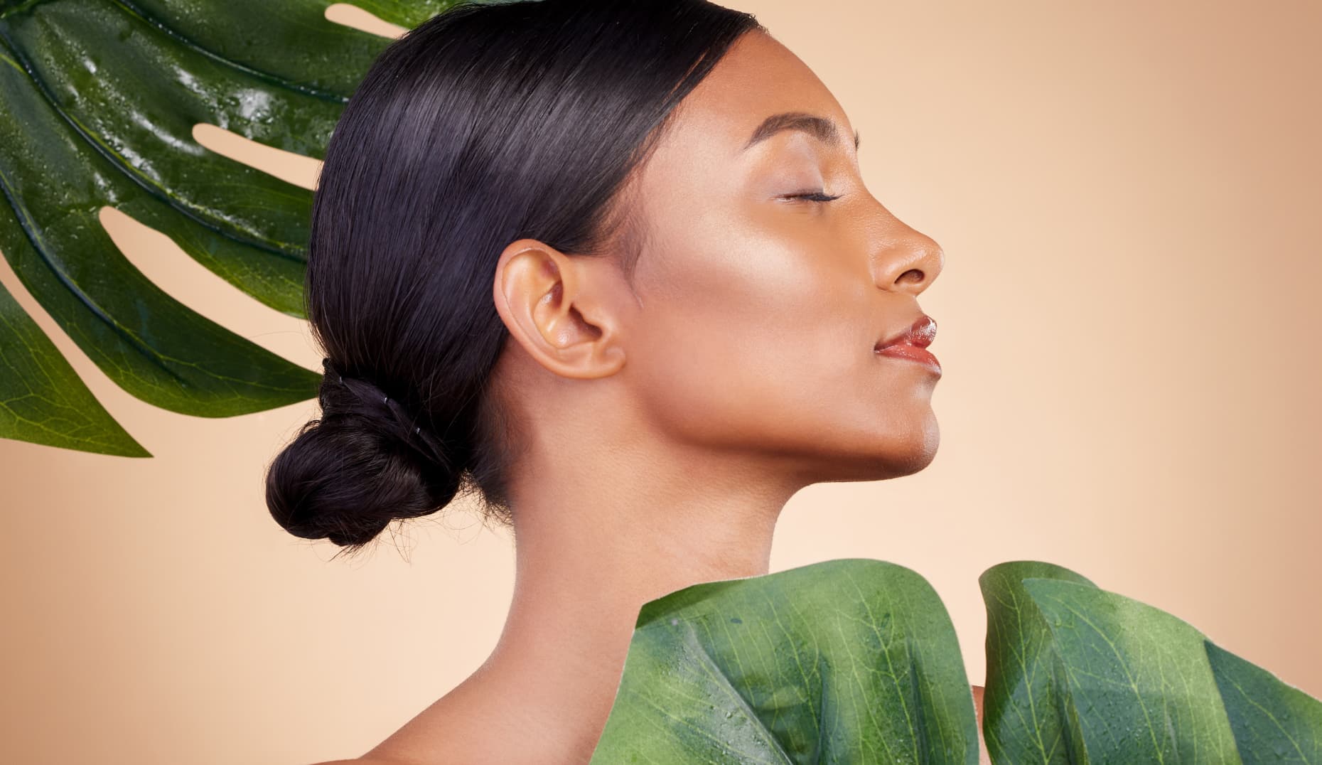 SBD — woman profile with monstera leaf